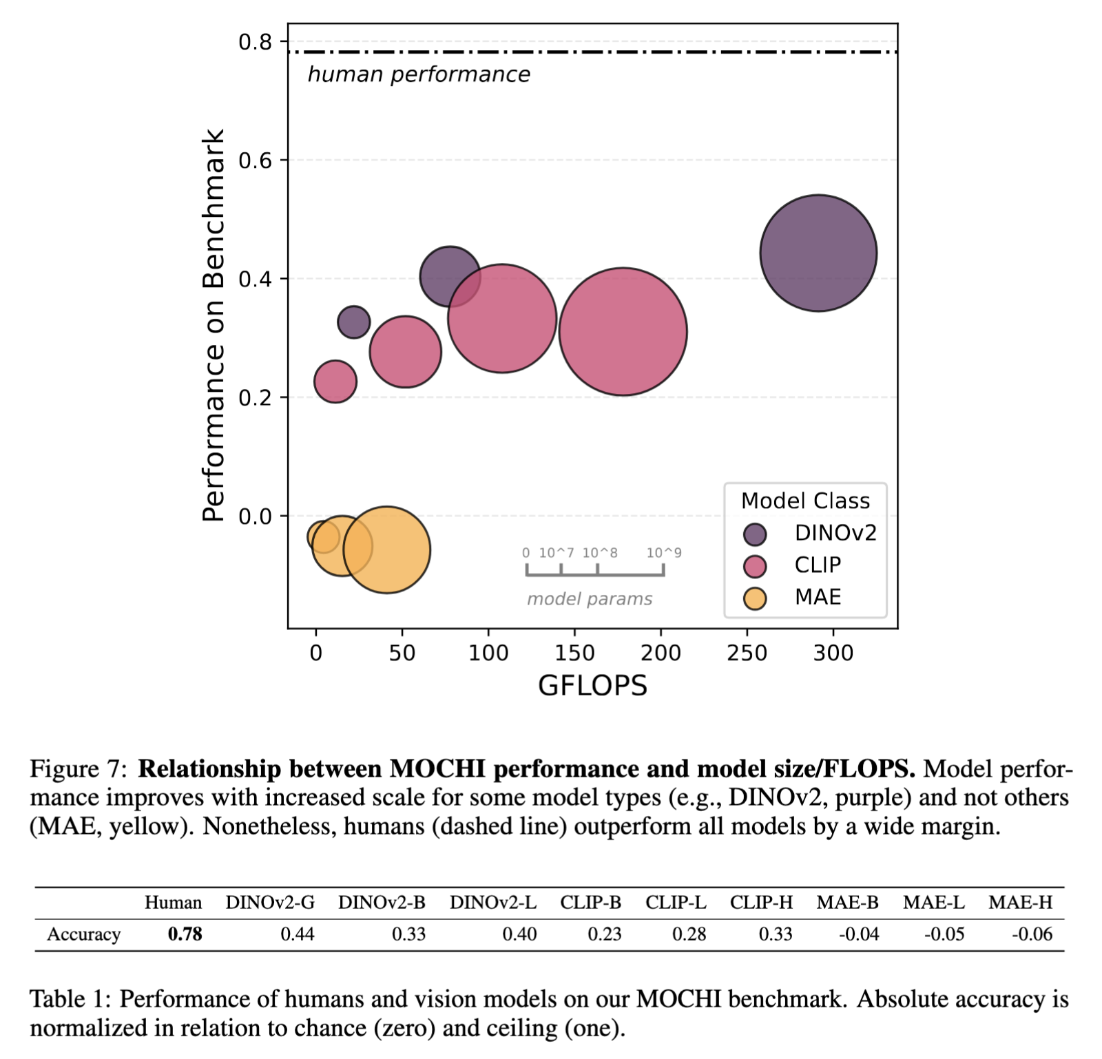 Comparison between humans and models.